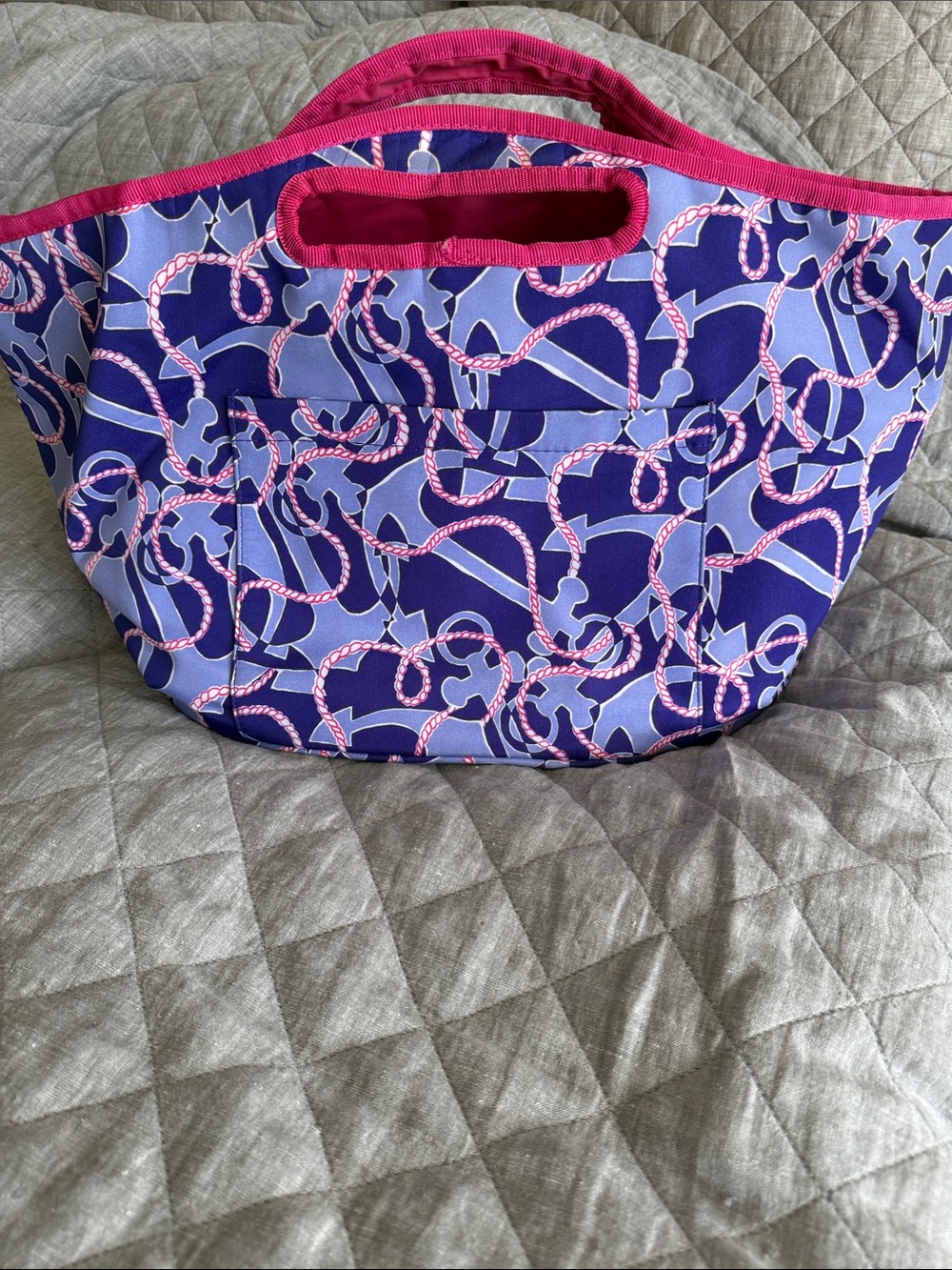 Lilly Pulitzer Navy and Pink Rope-Print Tote